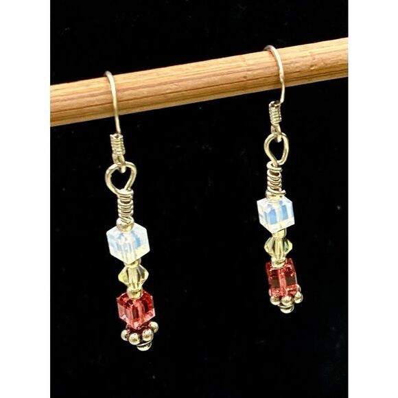 OY# Sterling 925 Silver & crystal 1 3/4 “ Dangle Earrings - Picture 3 of 8